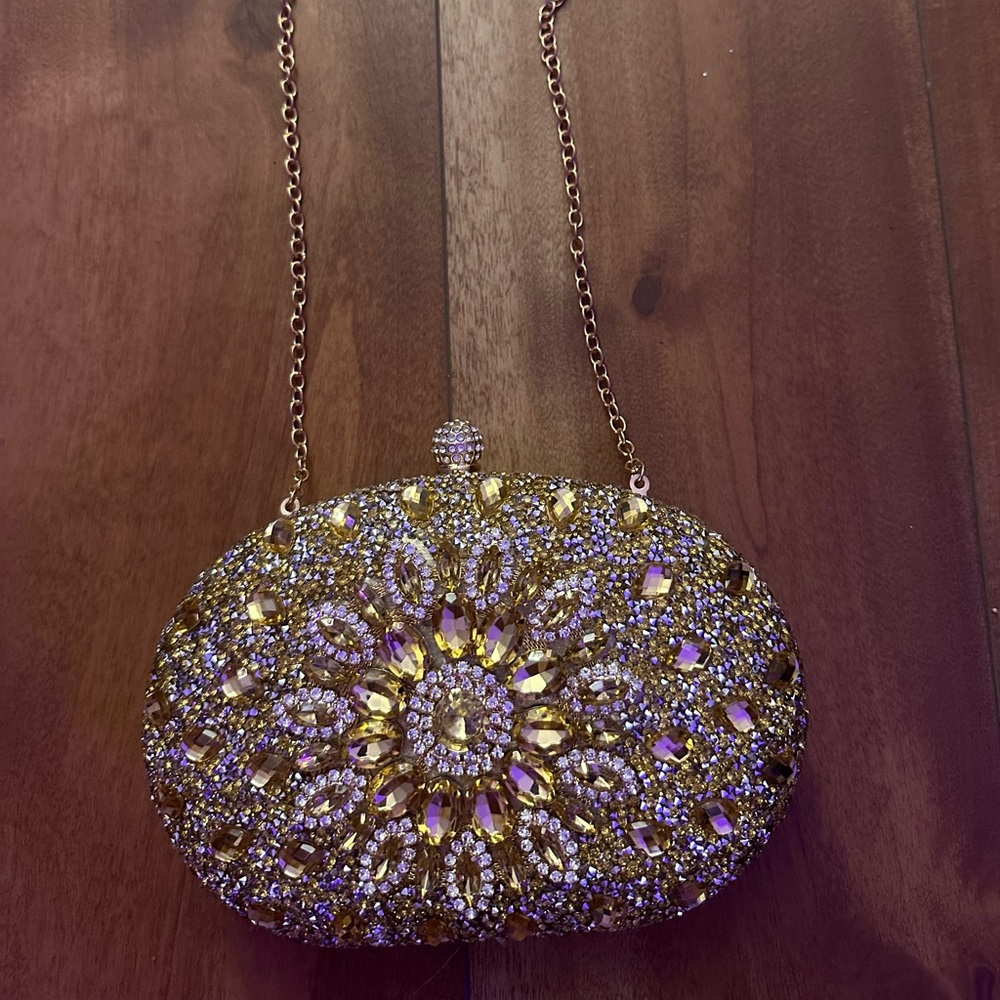Elegant Gold and Silver Embellished Clutch